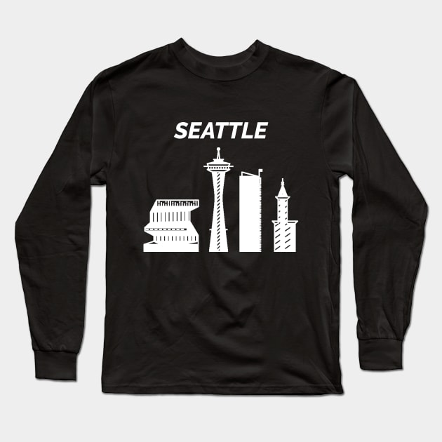 Seattle Skyline, Washington, USA Long Sleeve T-Shirt by maro_00